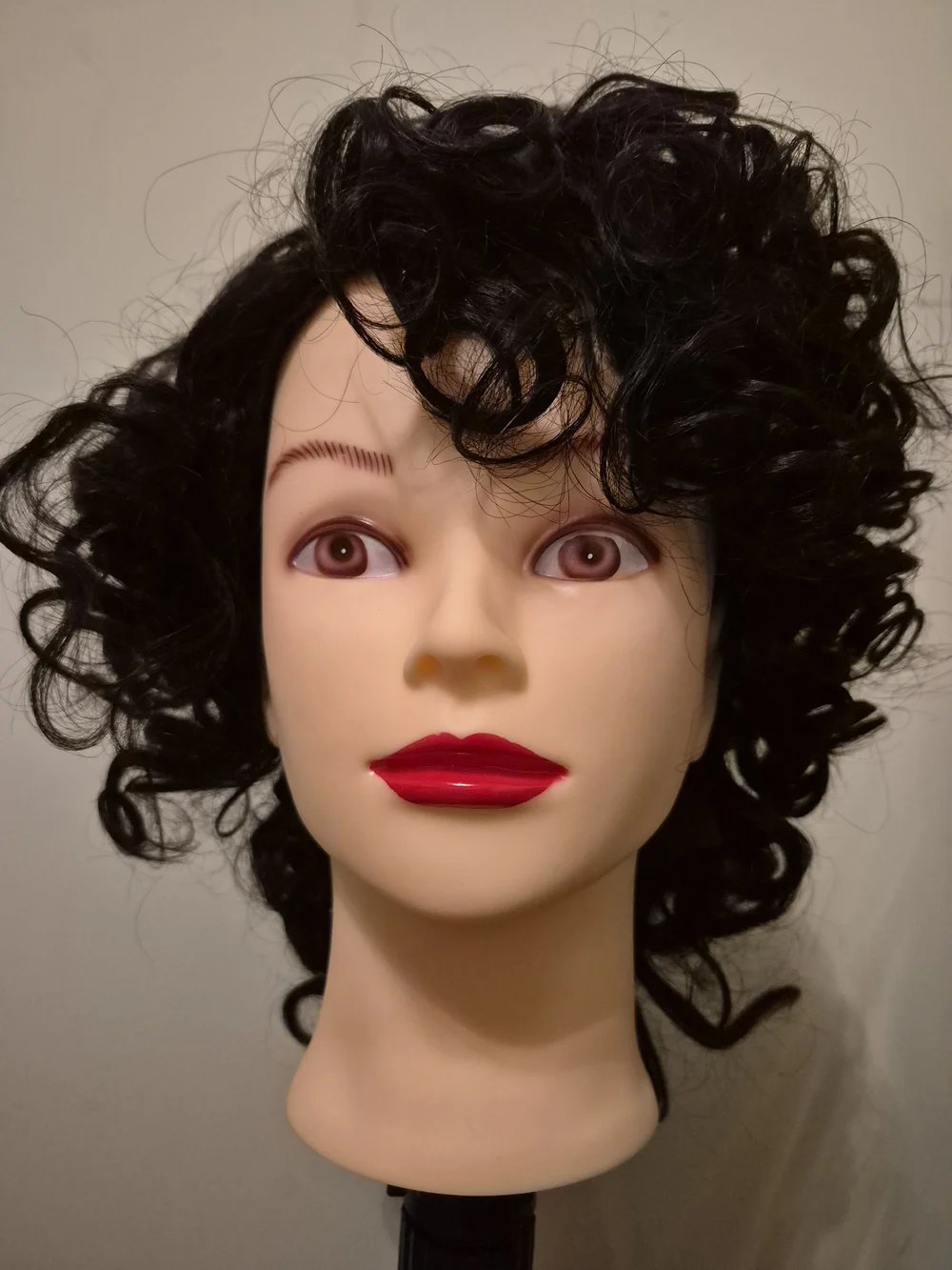 Natural Black Curly Human Hair Wig - 10 Inch
